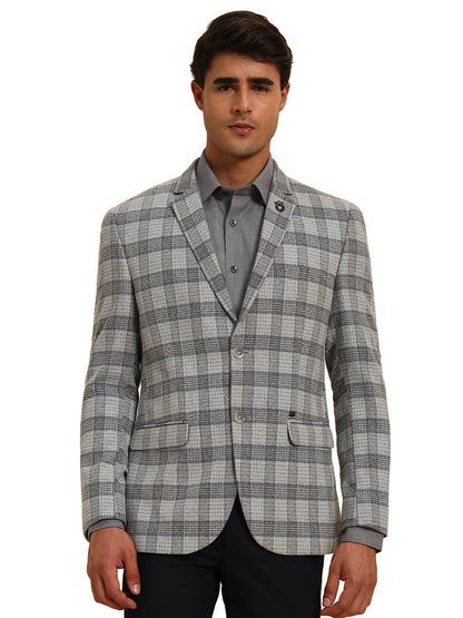 Blazer for Men | Premium Formal Blazer Slim Fit Notched Collar Terry Rayon Fabric Checkered Pattern