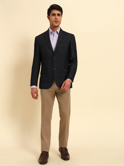 Blazer for Men | Premium Formal Blazer Slim Fit Notched Collar Terry Rayon Fabric Self Design Pattern