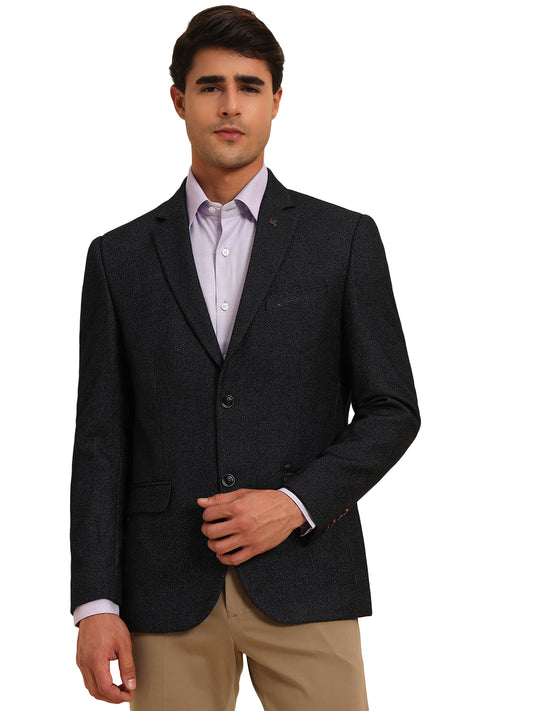 Blazer for Men | Premium Formal Blazer Slim Fit Notched Collar Terry Rayon Fabric Self Design Pattern