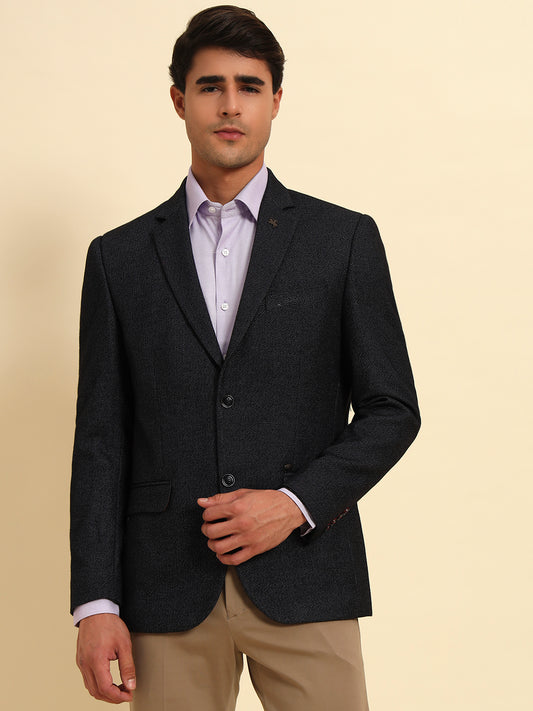 Blazer for Men | Premium Formal Blazer Slim Fit Notched Collar Terry Rayon Fabric Self Design Pattern