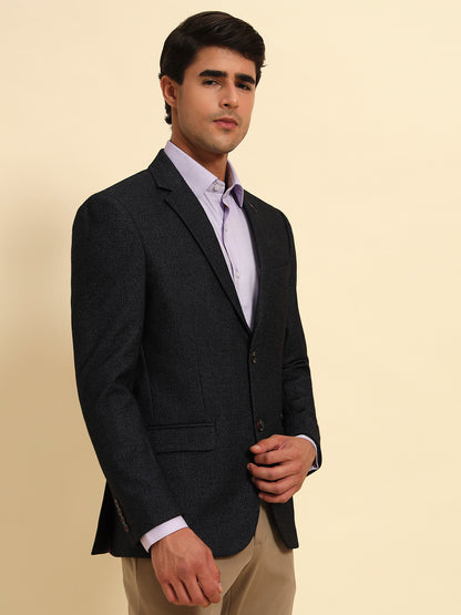 Blazer for Men | Premium Formal Blazer Slim Fit Notched Collar Terry Rayon Fabric Self Design Pattern