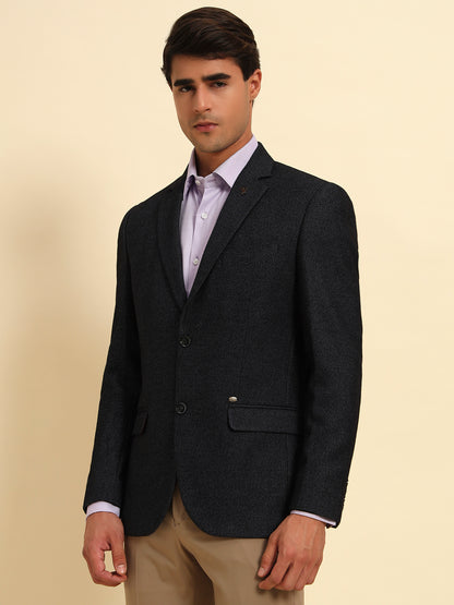 Blazer for Men | Premium Formal Blazer Slim Fit Notched Collar Terry Rayon Fabric Self Design Pattern