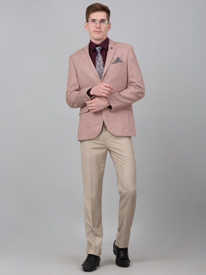 Blazer for Men | Premium Formal Blazer Slim Fit Notched Collar Wool Blend Fabric Self Design Pattern