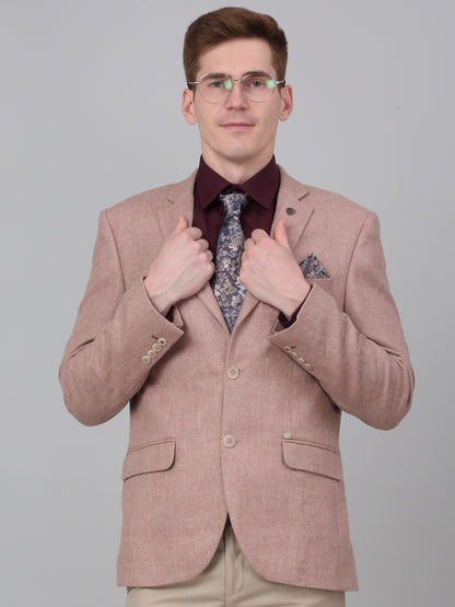 Blazer for Men | Premium Formal Blazer Slim Fit Notched Collar Wool Blend Fabric Self Design Pattern