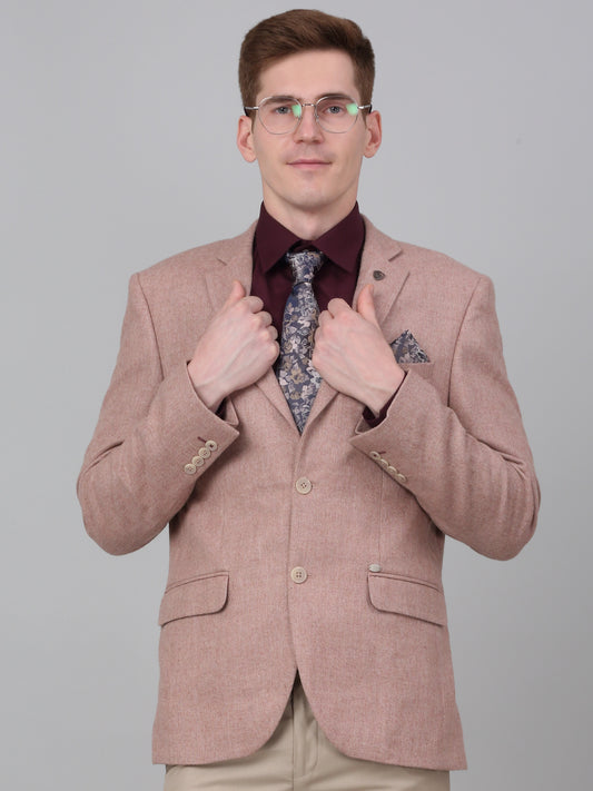Blazer for Men | Premium Formal Blazer Slim Fit Notched Collar Wool Blend Fabric Self Design Pattern