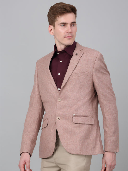 Blazer for Men | Premium Formal Blazer Slim Fit Notched Collar Wool Blend Fabric Self Design Pattern