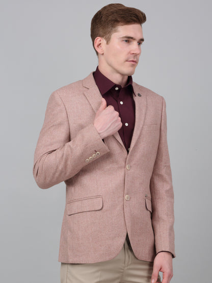 Blazer for Men | Premium Formal Blazer Slim Fit Notched Collar Wool Blend Fabric Self Design Pattern