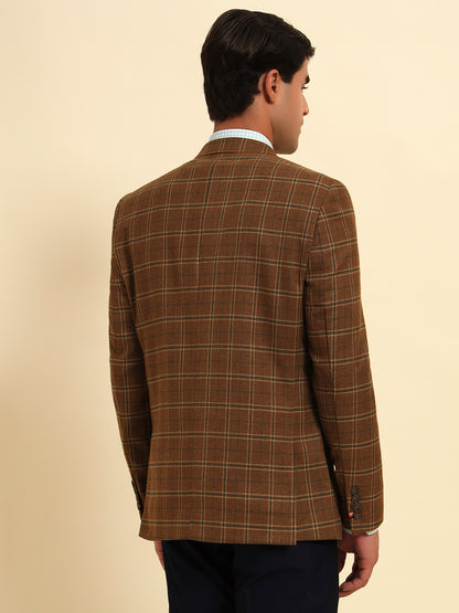 Blazer for Men | Premium Formal Blazer Slim Fit Notched Collar Poly Viscose Fabric Checkered Pattern