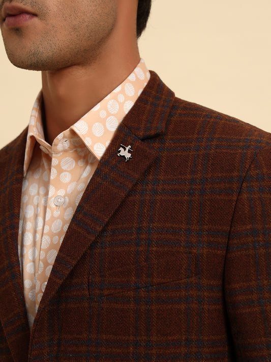 Blazer for Men | Premium Formal Blazer Slim Fit Notched Collar Wool Blend Fabric Checkered Pattern
