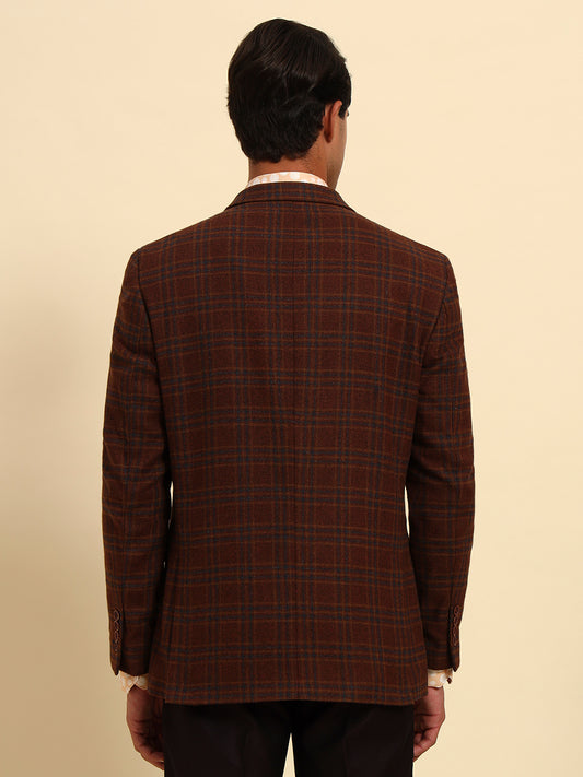 Blazer for Men | Premium Formal Blazer Slim Fit Notched Collar Wool Blend Fabric Checkered Pattern