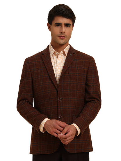 Blazer for Men | Premium Formal Blazer Slim Fit Notched Collar Wool Blend Fabric Checkered Pattern