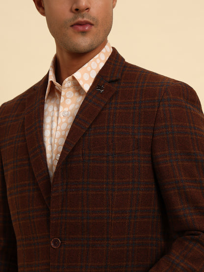 Blazer for Men | Premium Formal Blazer Slim Fit Notched Collar Wool Blend Fabric Checkered Pattern