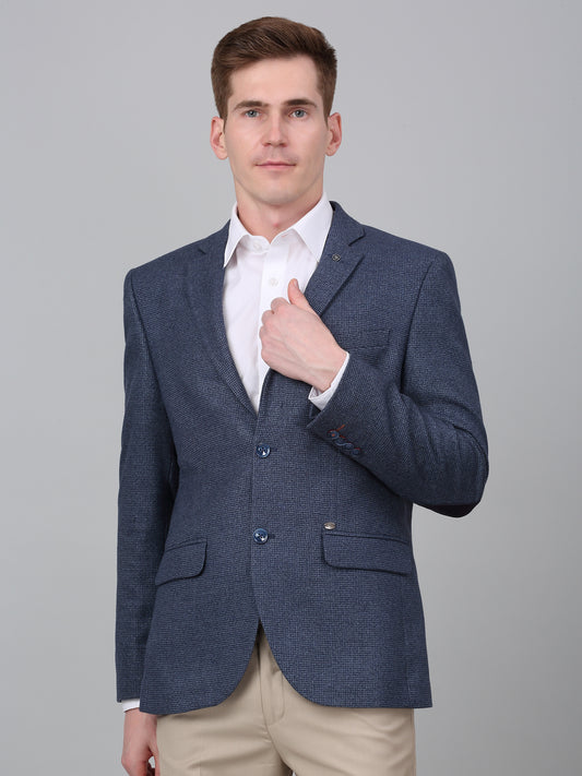 Blazer for Men | Premium Formal Blazer Slim Fit Notched Collar Wool Blend Fabric Self Design Pattern