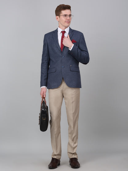 Blazer for Men | Premium Formal Blazer Slim Fit Notched Collar Wool Blend Fabric Self Design Pattern