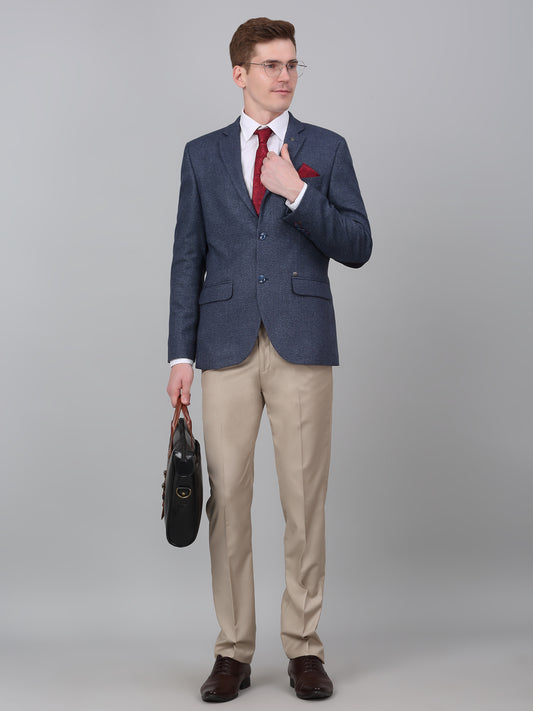 Blazer for Men | Premium Formal Blazer Slim Fit Notched Collar Wool Blend Fabric Self Design Pattern