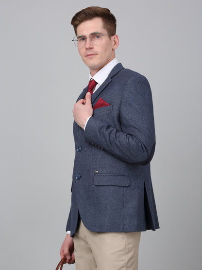 Blazer for Men | Premium Formal Blazer Slim Fit Notched Collar Wool Blend Fabric Self Design Pattern