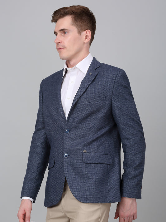 Blazer for Men | Premium Formal Blazer Slim Fit Notched Collar Wool Blend Fabric Self Design Pattern