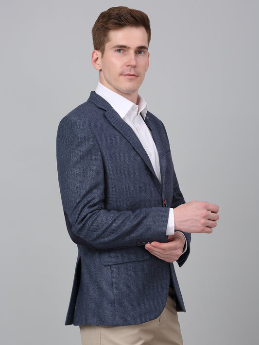Blazer for Men | Premium Formal Blazer Slim Fit Notched Collar Wool Blend Fabric Self Design Pattern