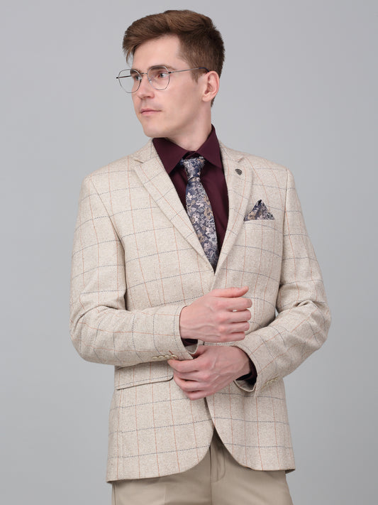 Men’s Fawn Check Notch Lapel Casual Blazer | Cantabil