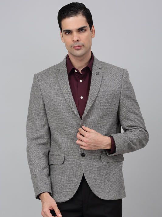 Blazer for Men | Premium Formal Blazer Slim Fit Notched Collar Wool Blend Fabric Self Design Pattern