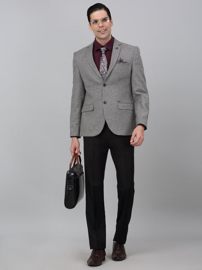 Blazer for Men | Premium Formal Blazer Slim Fit Notched Collar Wool Blend Fabric Self Design Pattern