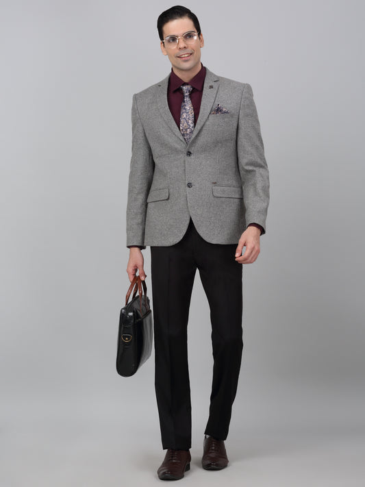 Blazer for Men | Premium Formal Blazer Slim Fit Notched Collar Wool Blend Fabric Self Design Pattern