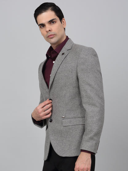 Blazer for Men | Premium Formal Blazer Slim Fit Notched Collar Wool Blend Fabric Self Design Pattern