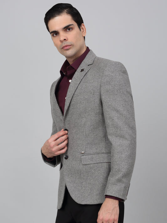 Blazer for Men | Premium Formal Blazer Slim Fit Notched Collar Wool Blend Fabric Self Design Pattern