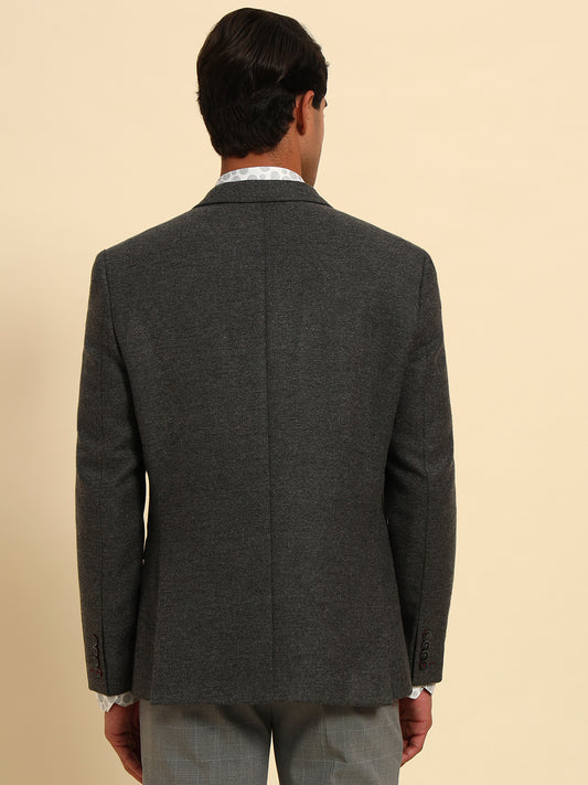 Blazer for Men | Premium Formal Blazer Slim Fit Notched Collar Wool Blend Fabric Self Design Pattern