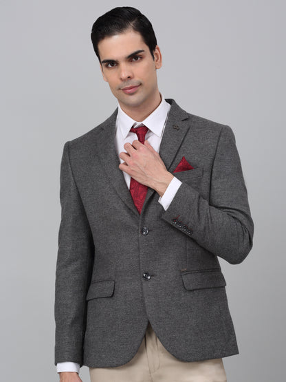 Blazer for Men | Premium Formal Blazer Slim Fit Notched Collar Wool Blend Fabric Self Design Pattern
