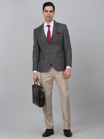 Blazer for Men | Premium Formal Blazer Slim Fit Notched Collar Wool Blend Fabric Self Design Pattern