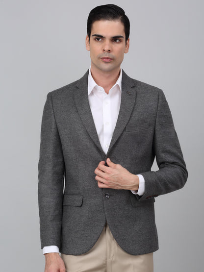 Blazer for Men | Premium Formal Blazer Slim Fit Notched Collar Wool Blend Fabric Self Design Pattern