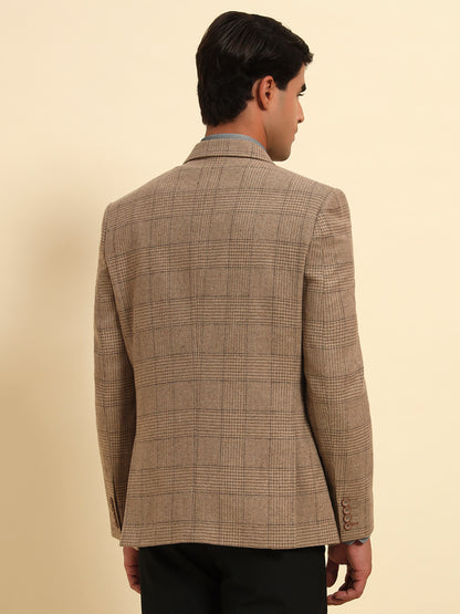 Blazer for Men | Premium Formal Blazer Slim Fit Notched Collar Wool Blend Fabric Checkered Pattern