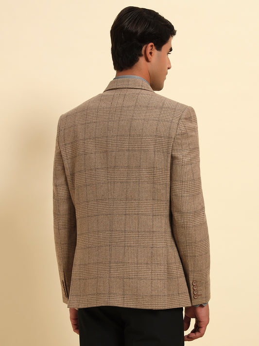 Blazer for Men | Premium Formal Blazer Slim Fit Notched Collar Wool Blend Fabric Checkered Pattern
