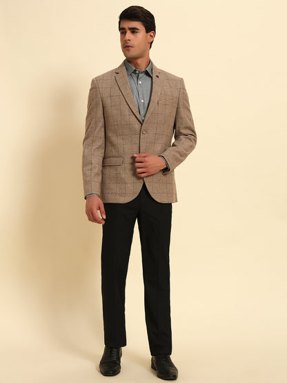 Blazer for Men | Premium Formal Blazer Slim Fit Notched Collar Wool Blend Fabric Checkered Pattern