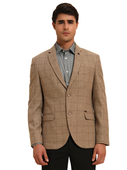 Blazer for Men | Premium Formal Blazer Slim Fit Notched Collar Wool Blend Fabric Checkered Pattern