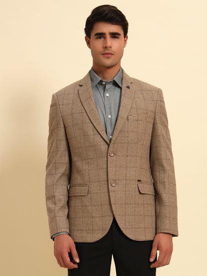 Blazer for Men | Premium Formal Blazer Slim Fit Notched Collar Wool Blend Fabric Checkered Pattern
