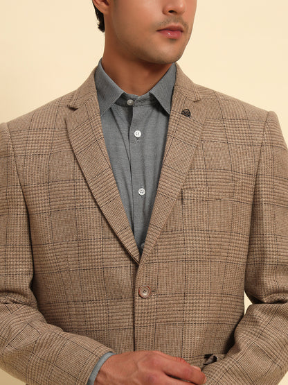 Blazer for Men | Premium Formal Blazer Slim Fit Notched Collar Wool Blend Fabric Checkered Pattern