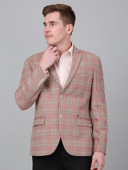 Men’s Coral Check Notch Lapel Casual Blazer | Cantabil