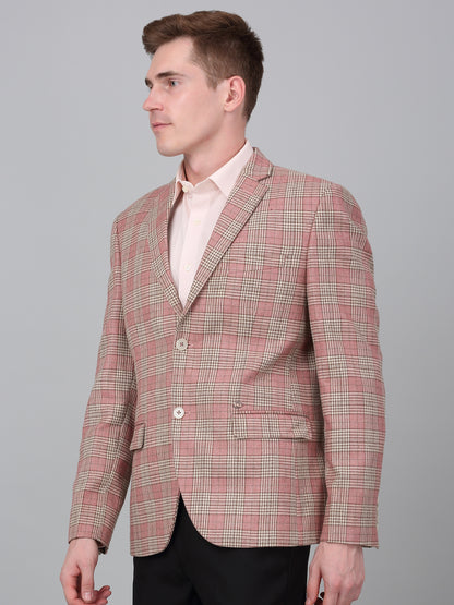 Men’s Coral Check Notch Lapel Casual Blazer | Cantabil