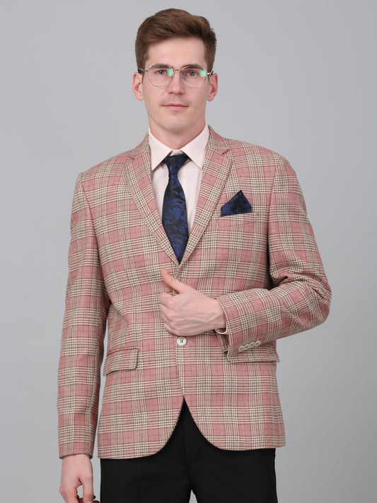 Men’s Coral Check Notch Lapel Casual Blazer | Cantabil