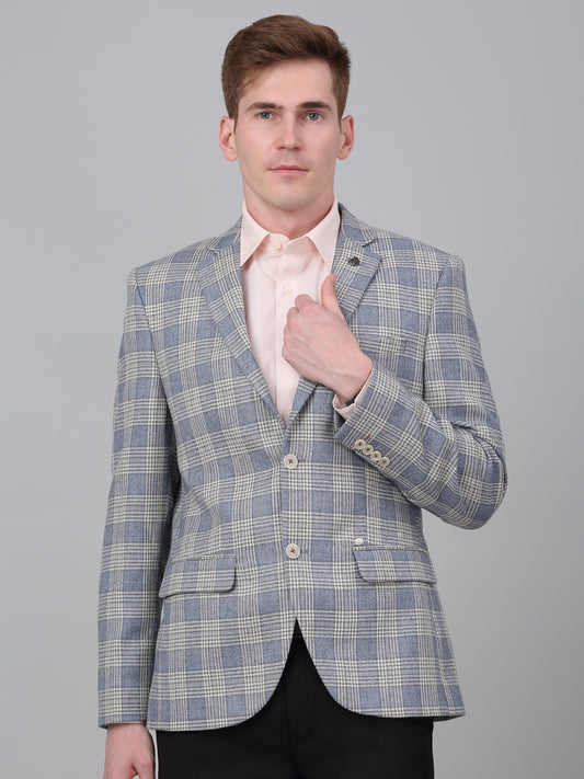 Blazer for Men | Premium Formal Blazer Slim Fit Notched Collar Wool Blend Fabric Checkered Pattern