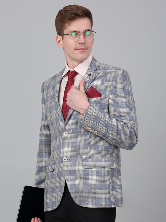 Blazer for Men | Premium Formal Blazer Slim Fit Notched Collar Wool Blend Fabric Checkered Pattern