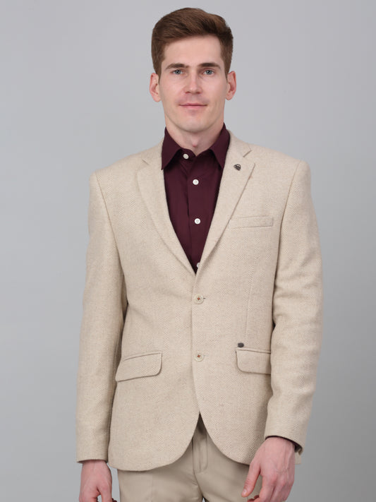 Blazer for Men | Premium Formal Blazer Slim Fit Notched Collar Wool Blend Fabric Self Design Pattern