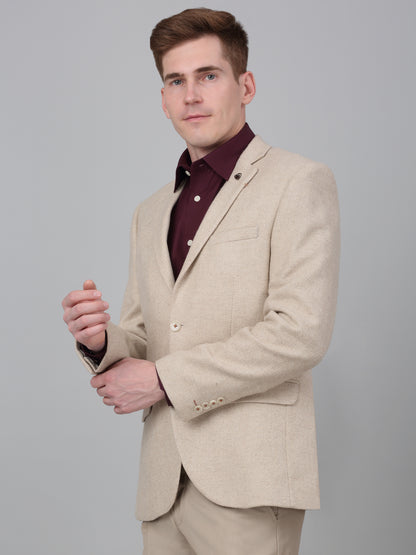 Blazer for Men | Premium Formal Blazer Slim Fit Notched Collar Wool Blend Fabric Self Design Pattern