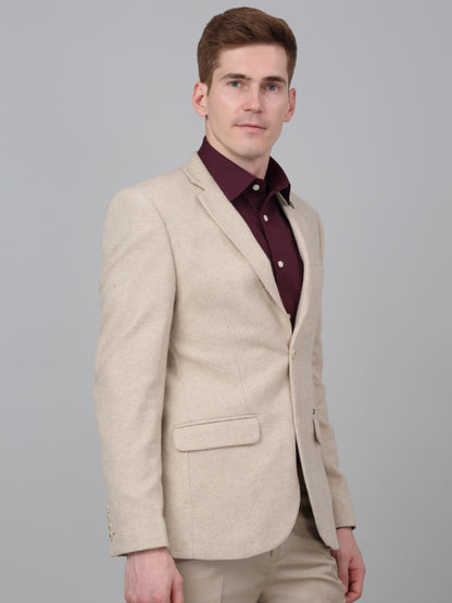 Blazer for Men | Premium Formal Blazer Slim Fit Notched Collar Wool Blend Fabric Self Design Pattern