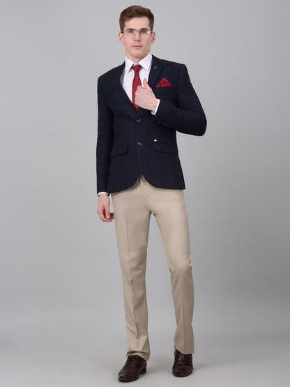 Blazer for Men | Premium Formal Blazer Slim Fit Notched Collar Wool Blend Fabric Self Design Pattern