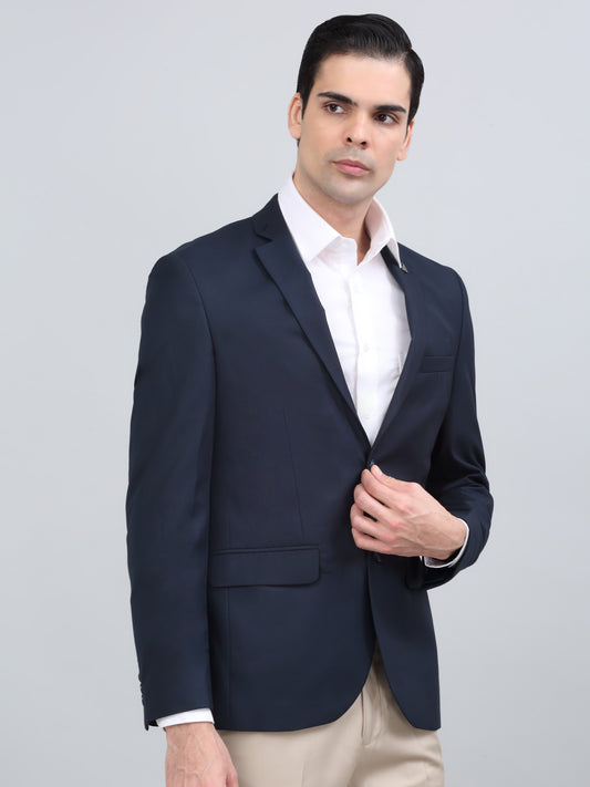 Blazer for Men | Premium Formal Blazer Slim Fit Notched Collar Poly Viscose Fabric Solid Pattern