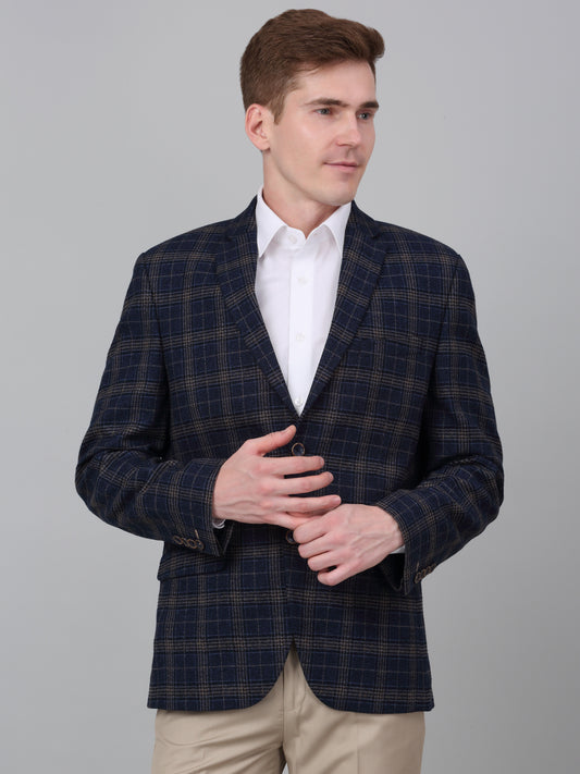 Blazer for Men | Premium Formal Blazer Slim Fit Notched Collar Wool Blend Fabric Checkered Pattern
