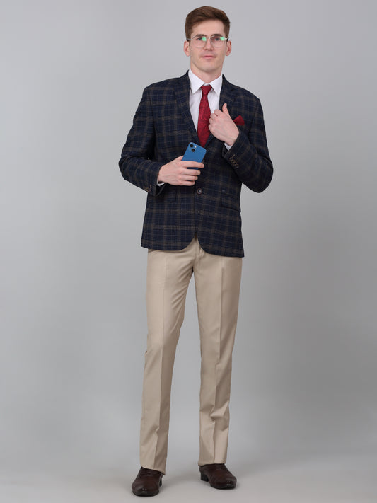 Blazer for Men | Premium Formal Blazer Slim Fit Notched Collar Wool Blend Fabric Checkered Pattern